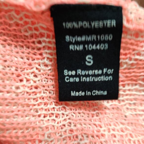 Miss Daisy S Coral Aztec Open Knit Cardigan Short Sleeve Boho Lightweight Layer - Picture 7 of 8